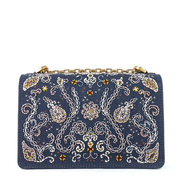 J'Adior Medium Embroidered Denim Flap Bag