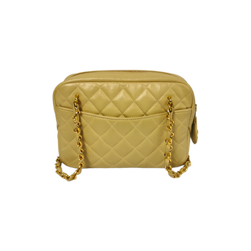 Chanel Camera Bag Small Beige Lambskin Gold