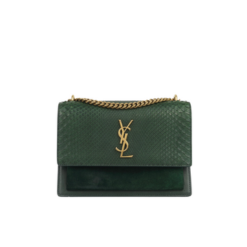 Saint Laurent Medium Sunset - Green Python