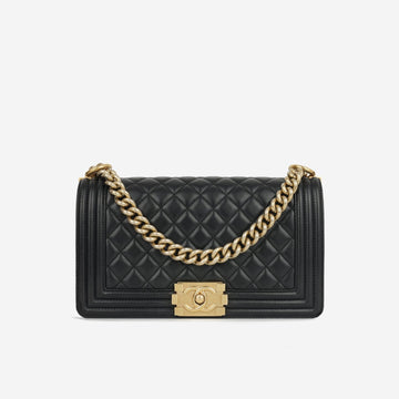 Chanel Chanel Old Medium Boy Bag - Black Lambskin GHW