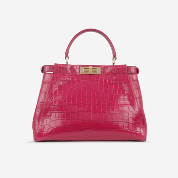 Fendi Fendi - Large Peekaboo GHW - Hot Pink Crocodile GHW -