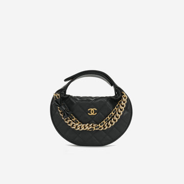 Chanel - Mini Bow Hobo Pouch - Black Caviar GHW -