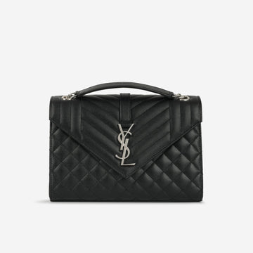 Saint Laurent - Medium Envelope - Black Grained SHW -