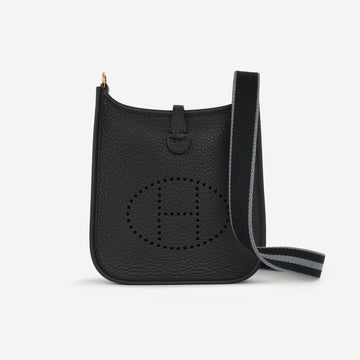 Hermès - Evelyne TPM - Noir Clemence GHW - Noir / Gris Fumee Strap - Brand New - 2024