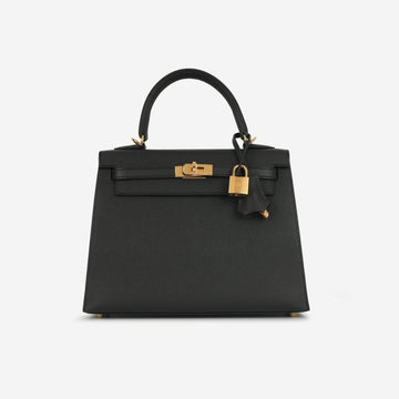 Hermès Kelly 25 Noir Epsom GHW (NWT)