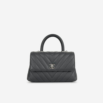 Chanel - Small Coco Handle Bag - Dark Grey Caviar SHW -  - 2019