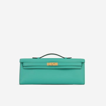 Hermès - Kelly Cut Clutch - Bleu Paon Swift Leather GHW - Unused - 2016