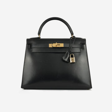 Hermès Vintage Kelly 28 Noir Box Calf GHW