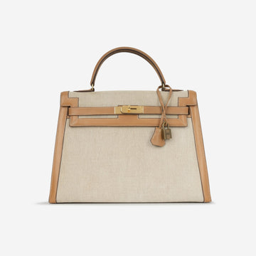 Hermès - Vintage Kelly 32 - Natural Courchevel and ESru Toile GHW -  - 1991