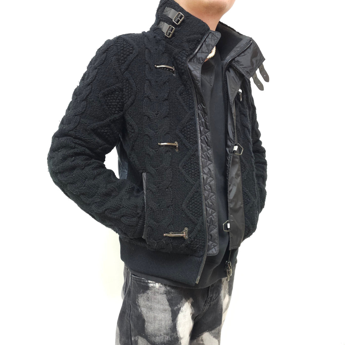 Moncler gum blue hybrid down knit jacket size 2 TWS