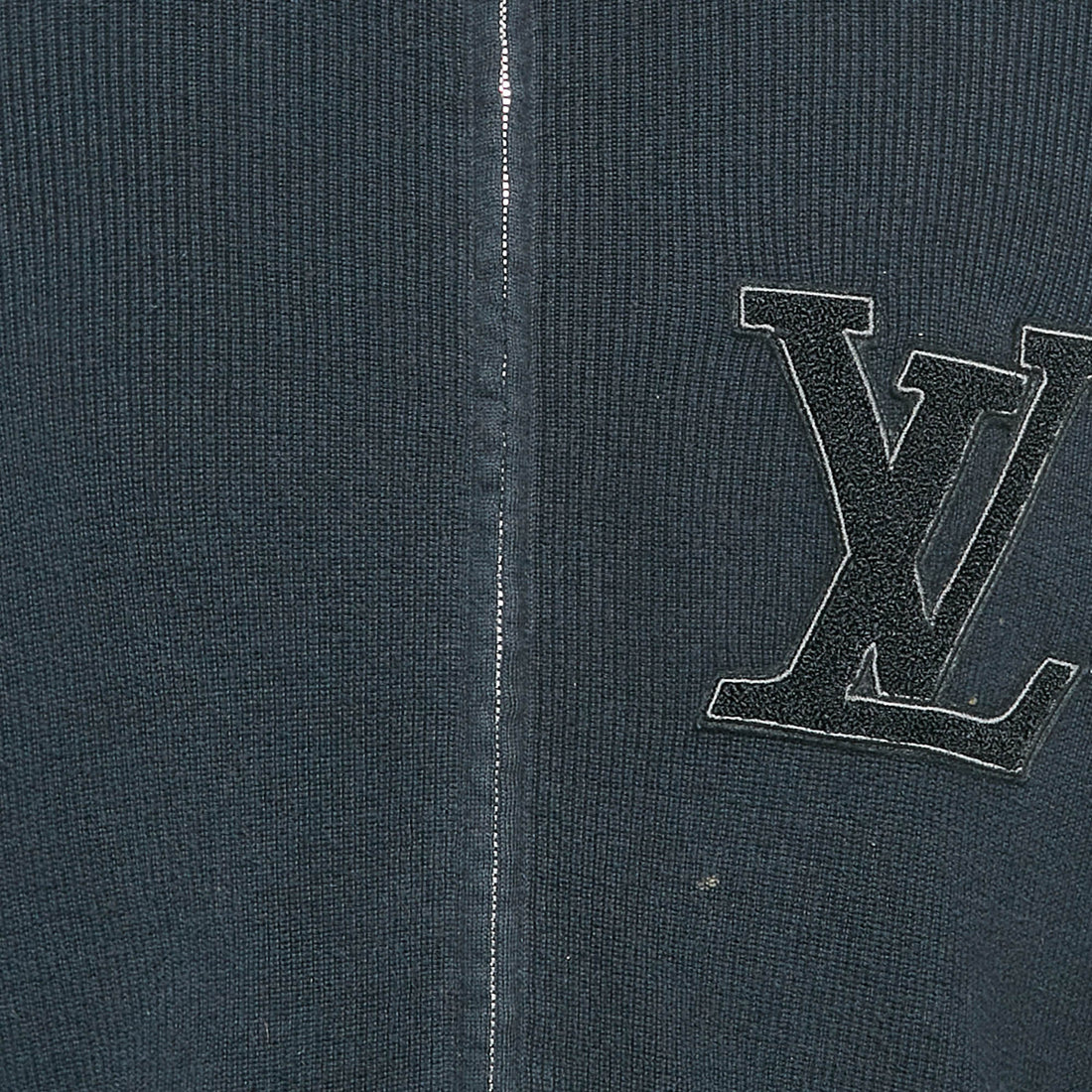 Louis Vuitton Navy Blue Lv Patch Rib Knit Zip Up Jacket