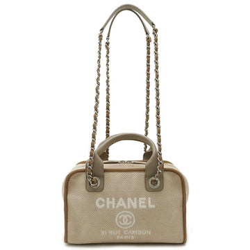 Beige Canvas Chanel Handbag