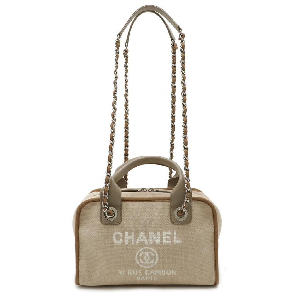 Beige Canvas Chanel Handbag