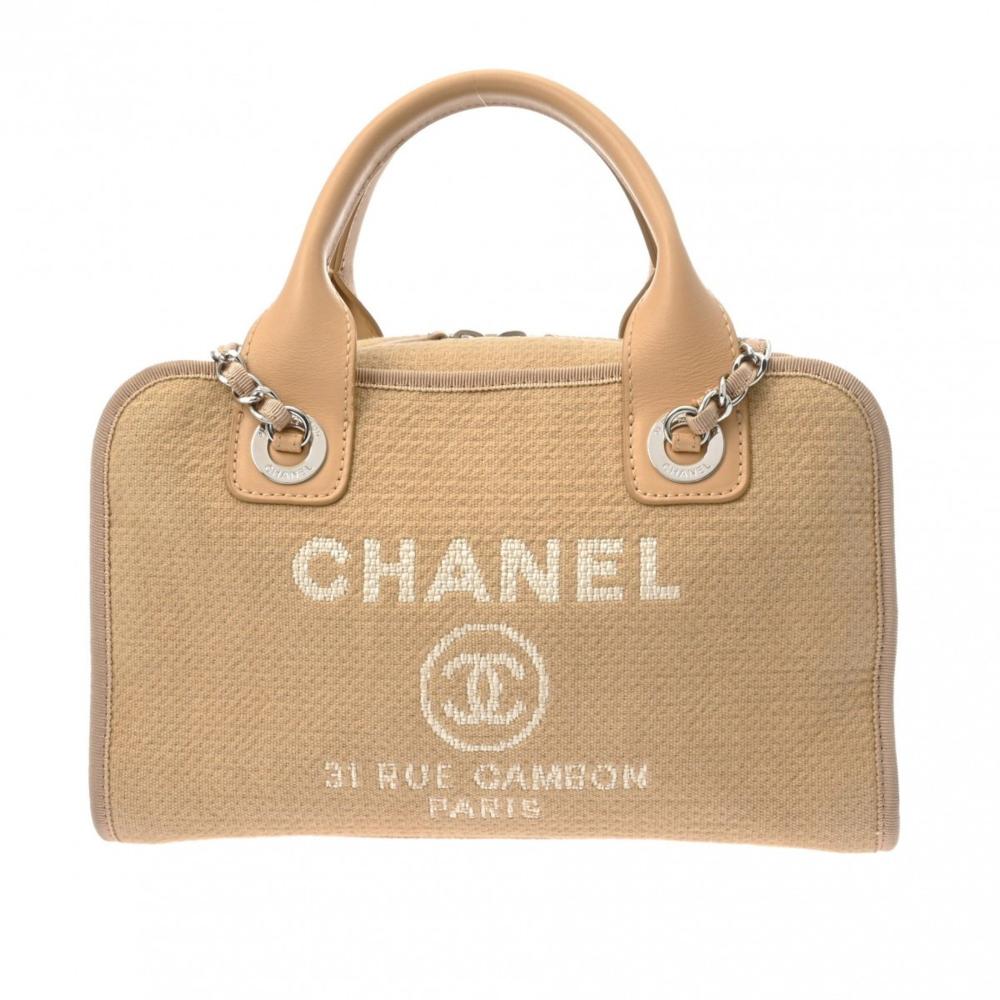 Beige Canvas Chanel Handbag