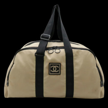 Beige Fabric Chanel Boston Bag