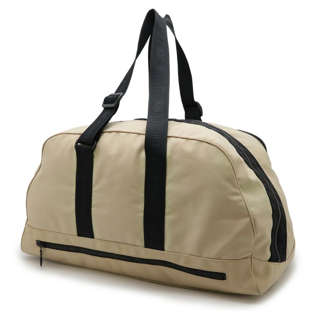 Beige Fabric Chanel Boston Bag