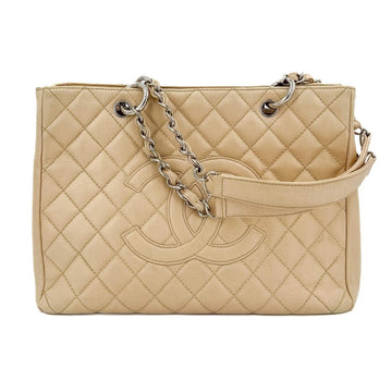 Beige Leather Chanel Shoulder Bag