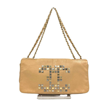 Beige Leather Chanel Sports CC Logo