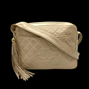 Beige Leather Chanel Shoulder Bag