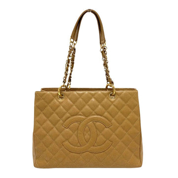 Beige Leather Chanel Tote