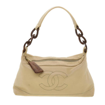 Beige Leather Chanel Shoulder Bag