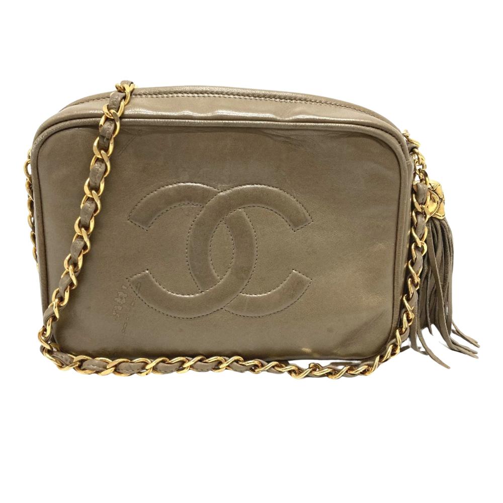 Beige Leather Chanel Shoulder Bag