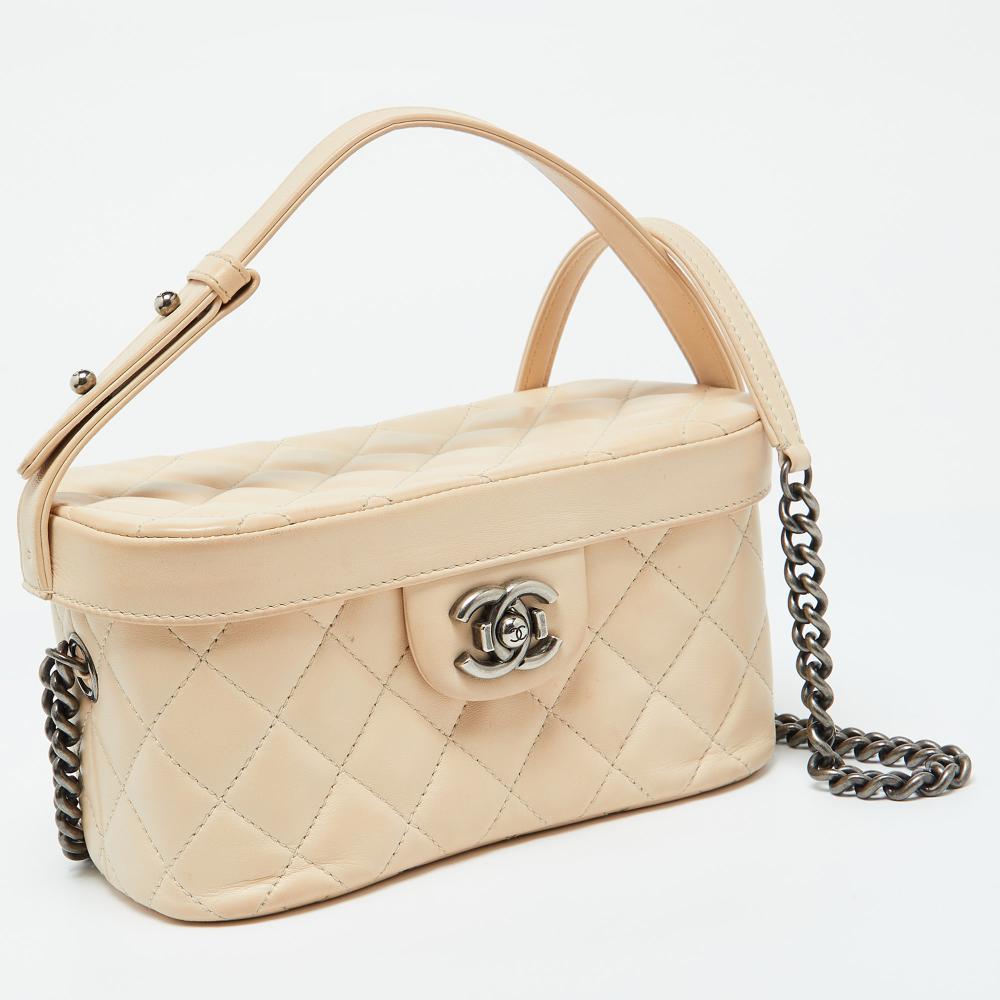 Beige Leather Chanel Vanity