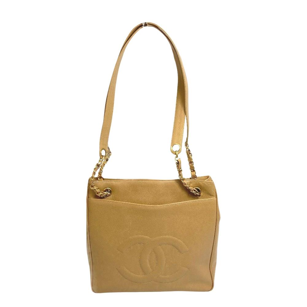 Beige Leather Chanel Sports CC Logo