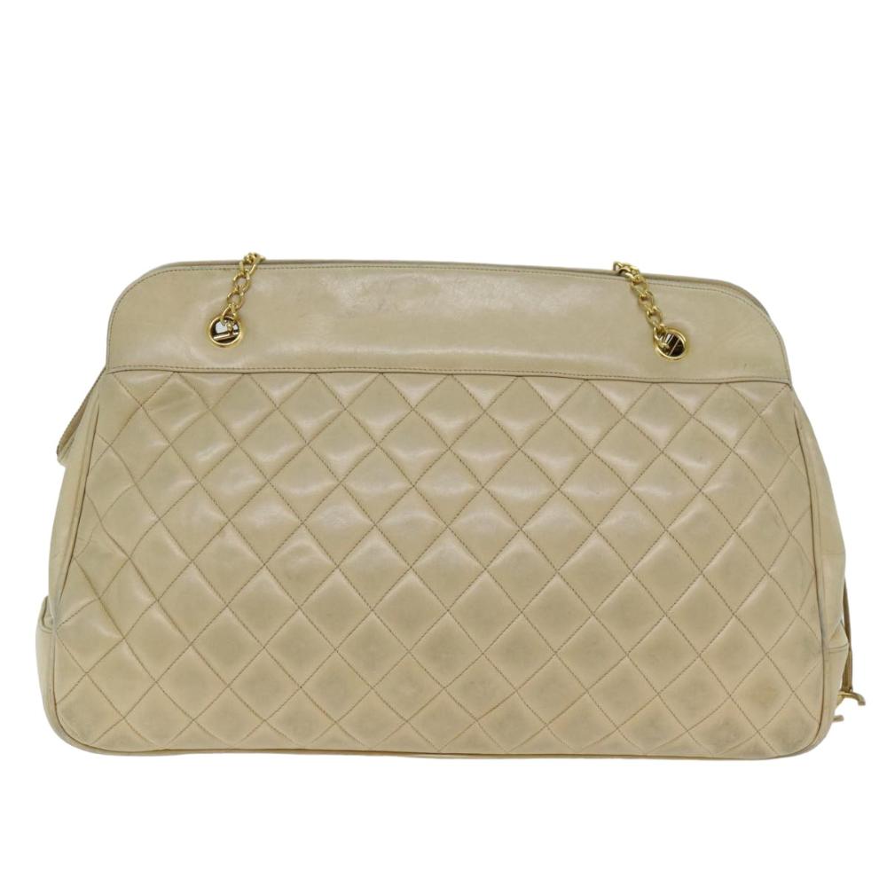 Beige Leather Chanel Shoulder Bag