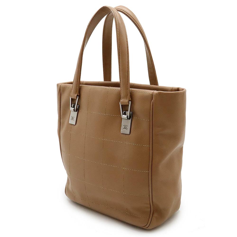 Beige Leather Chanel Chocolate Bar