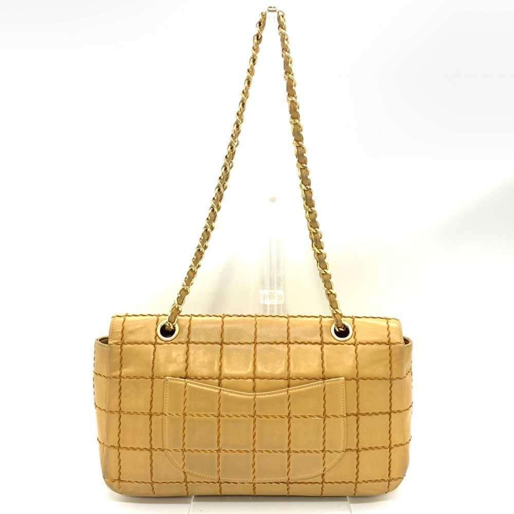 Beige Leather Chanel Chocolate Bar