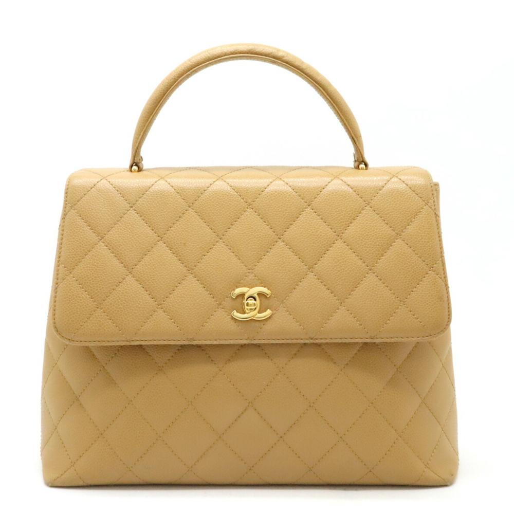 Beige Leather Chanel Handbag