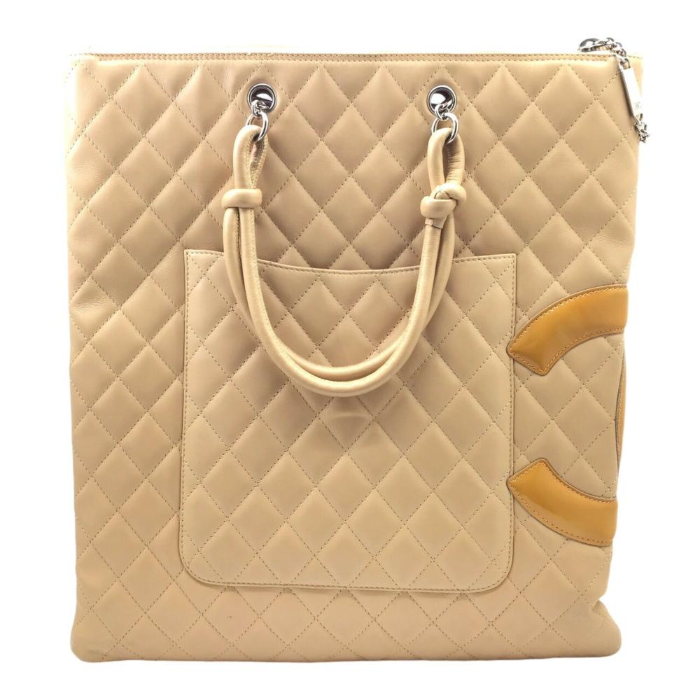 Beige Leather Chanel Handbag