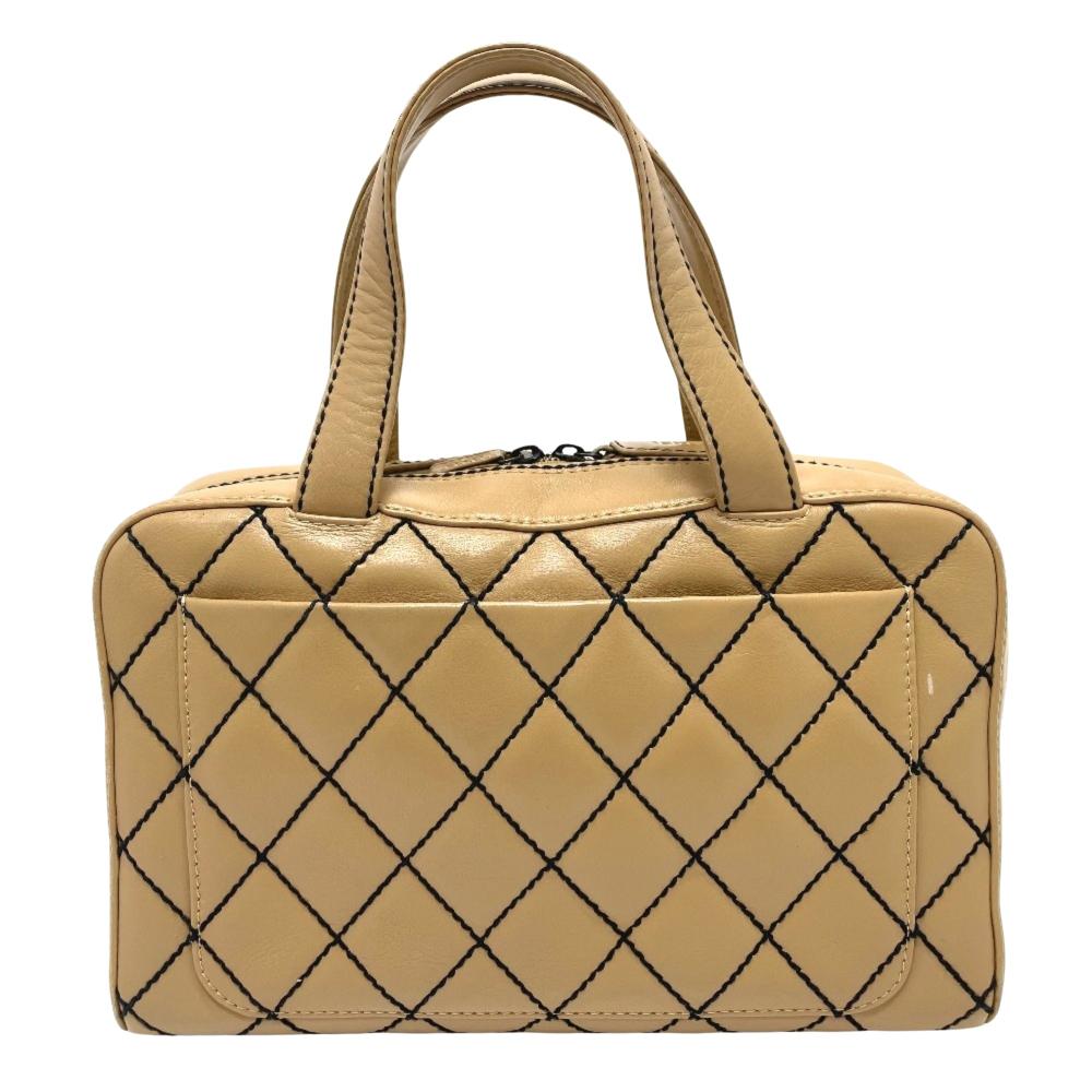 Beige Leather Chanel Handbag