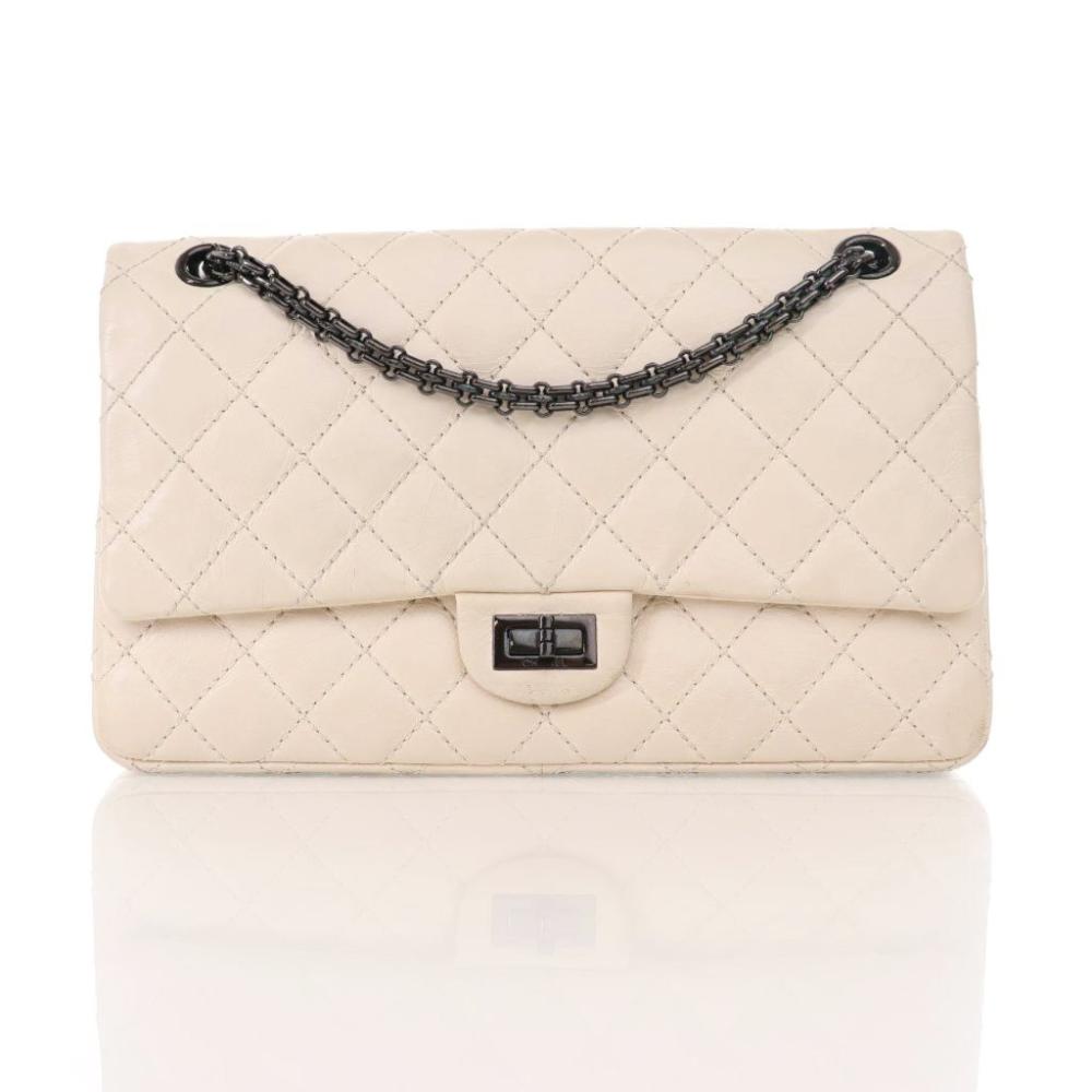 Beige Leather Chanel Flap Bag
