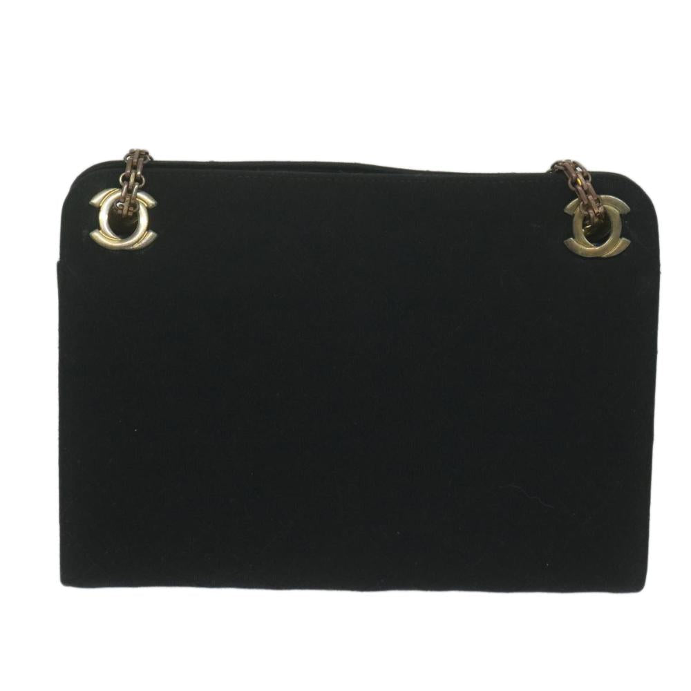 Black Cotton Chanel Shoulder Bag