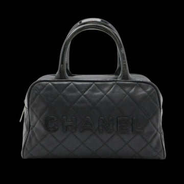 Black Leather Chanel Boston Bag