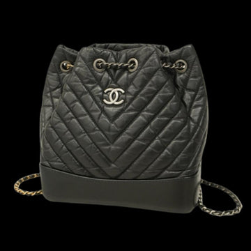Black Leather Chanel Backpack