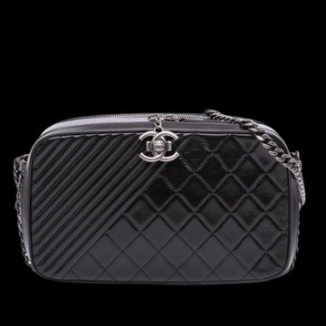 Black Leather Chanel Boy Bags