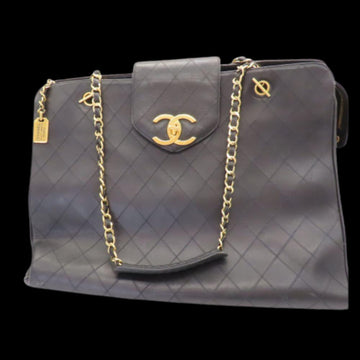 Black Leather Chanel Tote