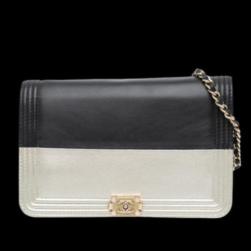 Black Leather Chanel Boy Bags