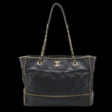 Black Leather Chanel Shoulder Bag