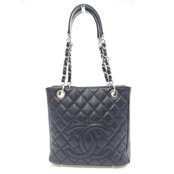 Black Leather Chanel Tote