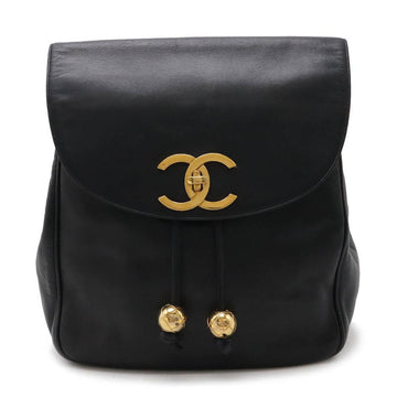Black Leather Chanel Backpack