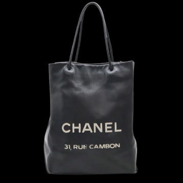 Black Leather Chanel Tote
