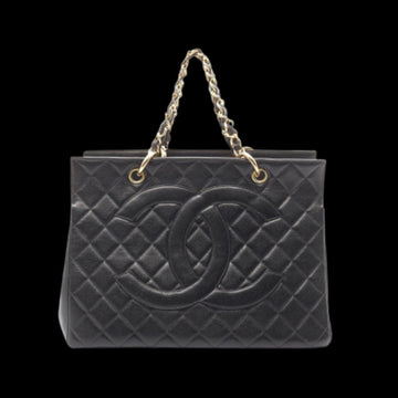Black Leather Chanel Tote