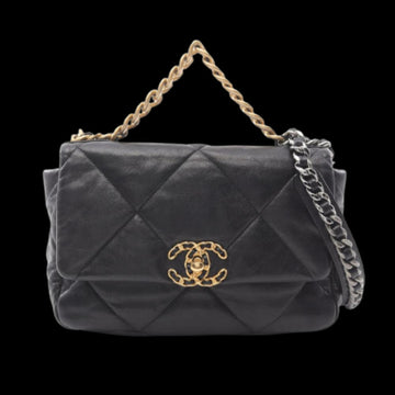 Black Leather Chanel Handbag