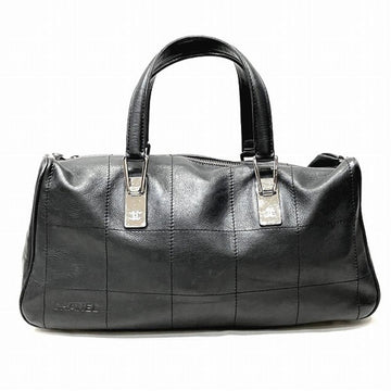Black Leather Chanel Boston Bag