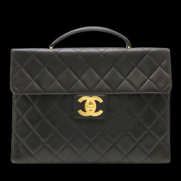 Black Leather Chanel Briefcase