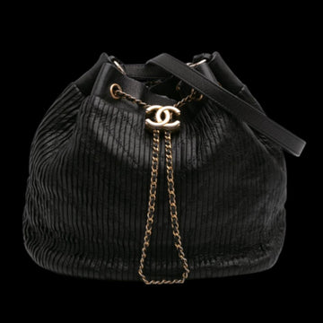 Black Leather Chanel Bucket Bag